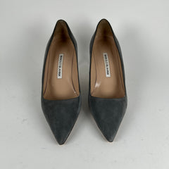 Manolo Blahnik Grey Suede Pump Heels Size 38