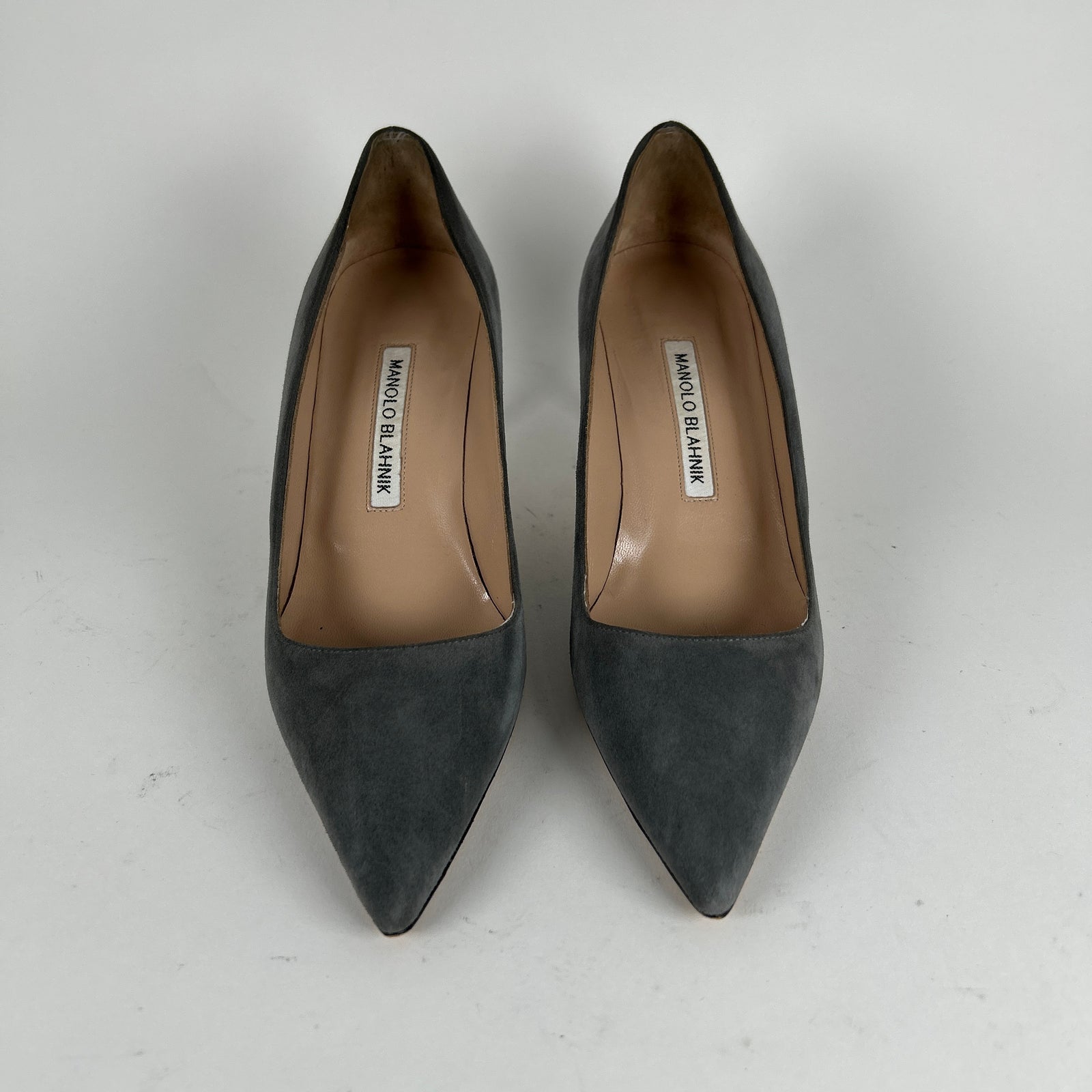 Manolo Blahnik Grey Suede Pump Heels Size 38