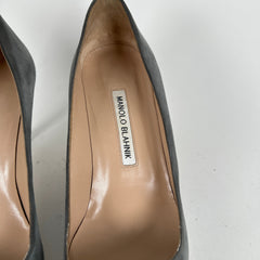 Manolo Blahnik Grey Suede Pump Heels Size 38