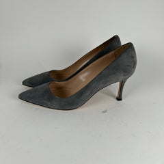 Manolo Blahnik Grey Suede Pump Heels Size 38