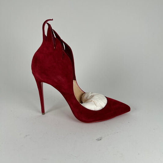 Christian Louboutin Red Velour 'Victorina' Heels Size 39