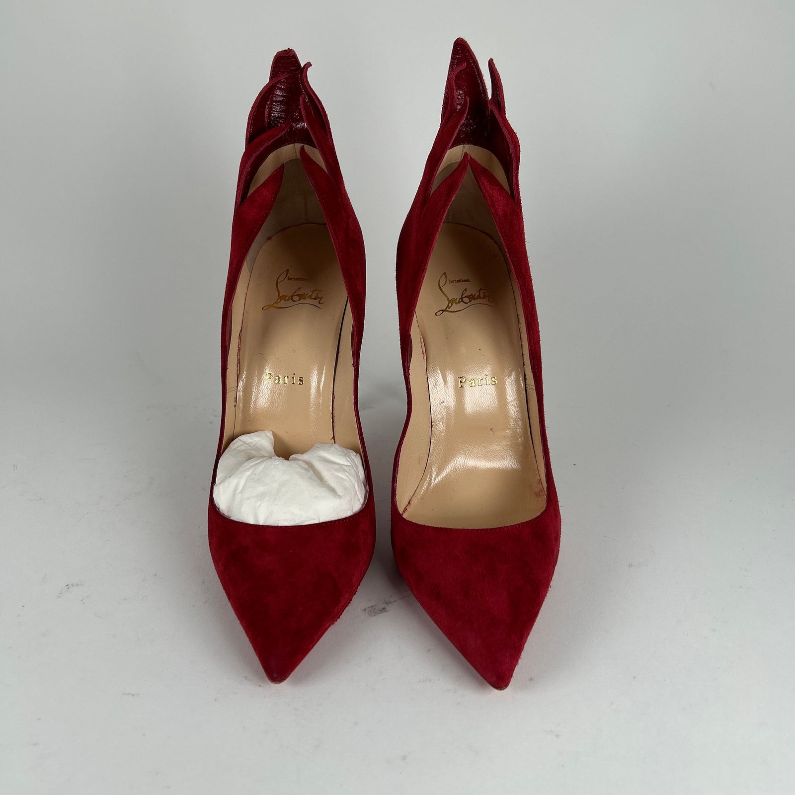 Christian Louboutin Red Velour 'Victorina' Heels Size 39
