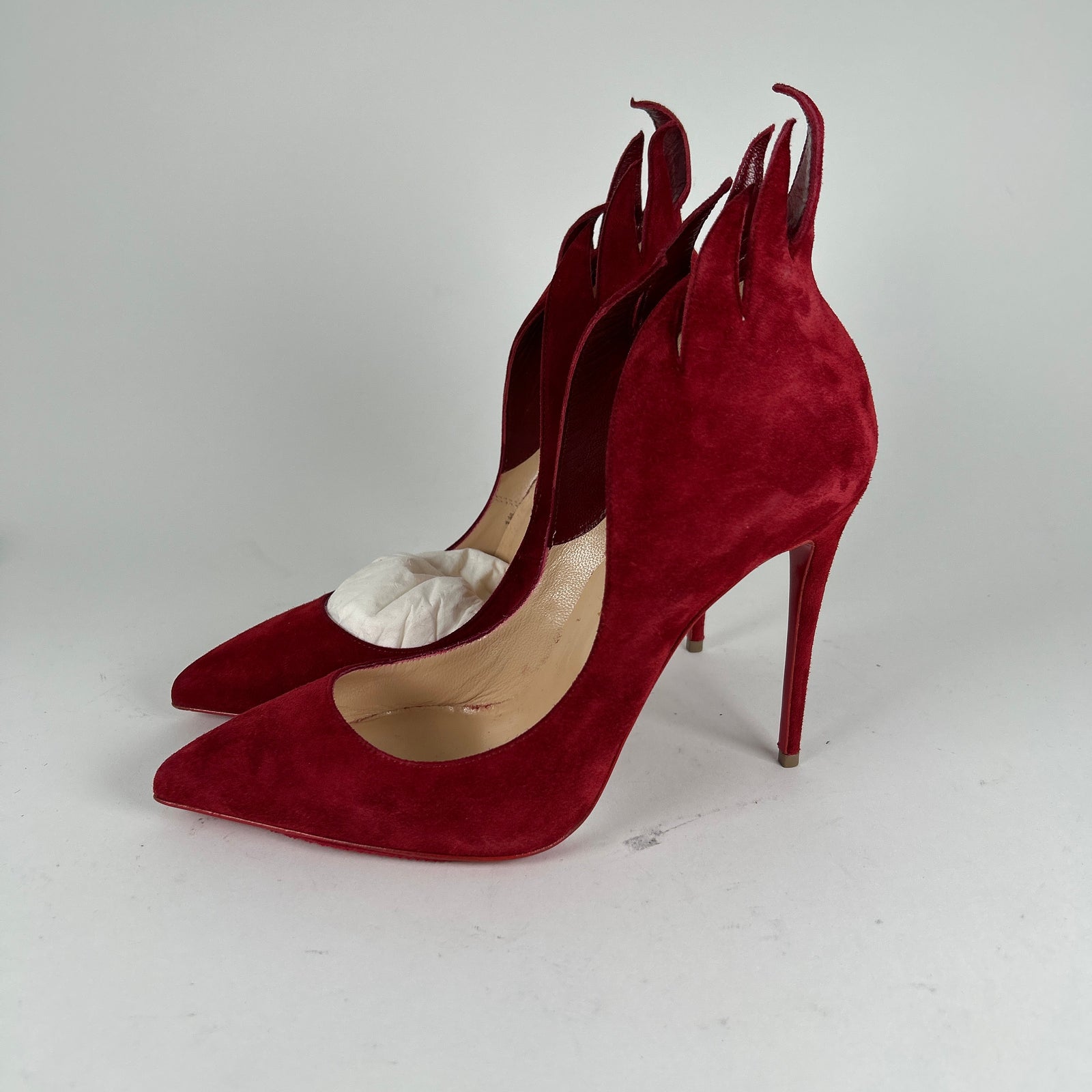 Christian Louboutin Red Velour 'Victorina' Heels Size 39