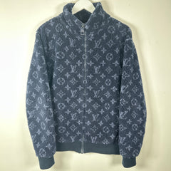 Louis Vuitton Navy Monogram Fleece Zip Up Jacket Size S