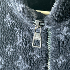 Louis Vuitton Navy Monogram Fleece Zip Up Jacket Size S