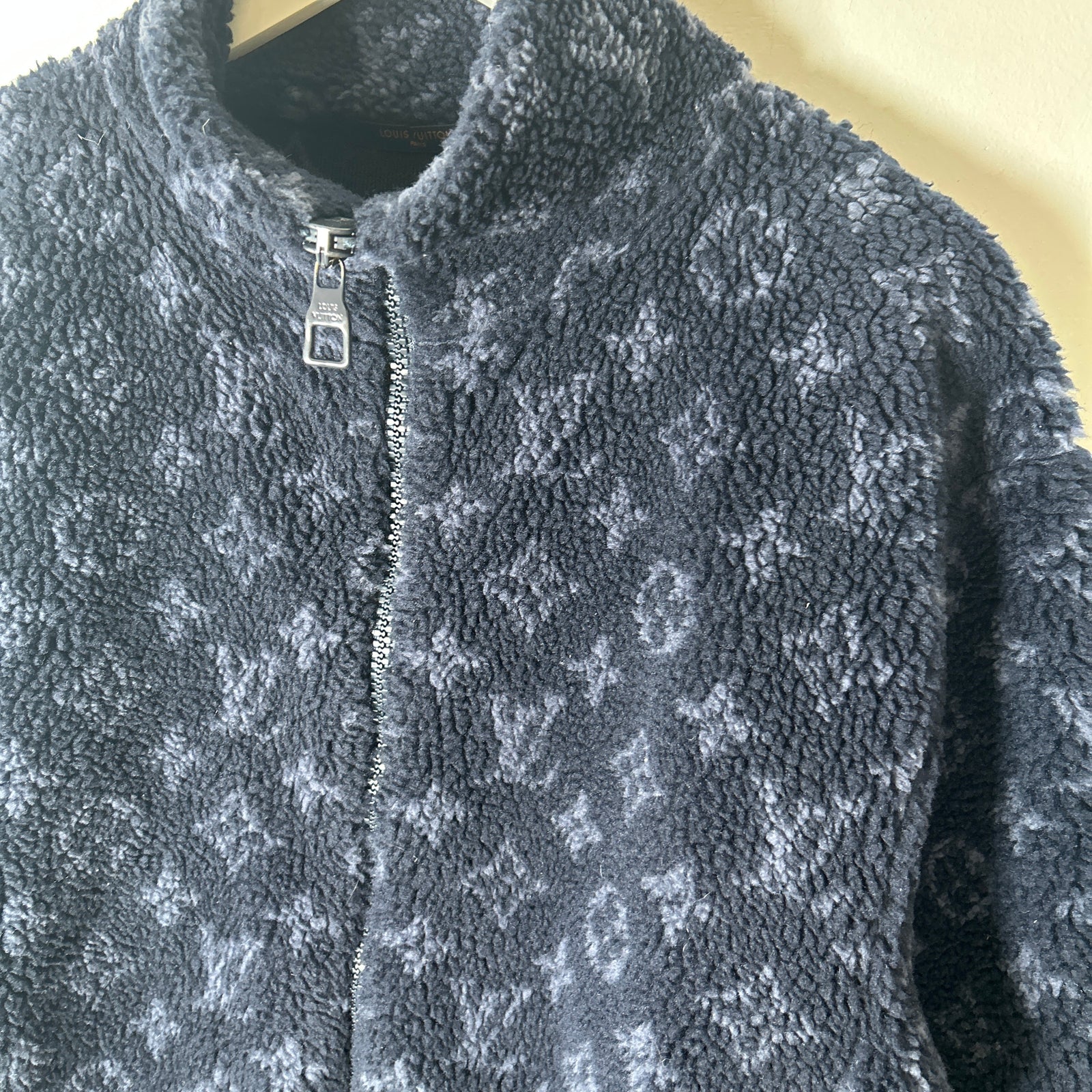 Louis Vuitton Navy Monogram Fleece Zip Up Jacket Size S