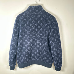 Louis Vuitton Navy Monogram Fleece Zip Up Jacket Size S