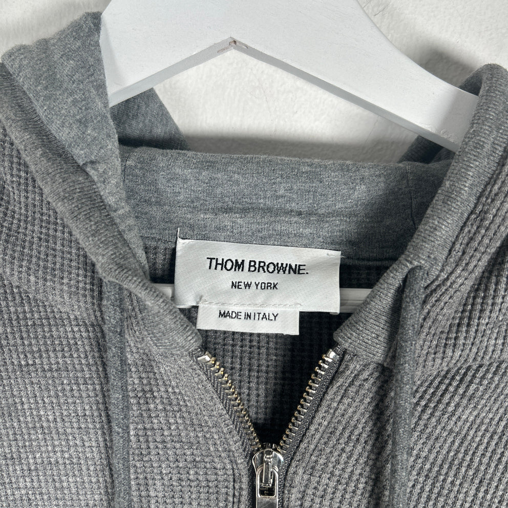 Thom Browne Grey 4 Bar Thermal Hoodie Size 3