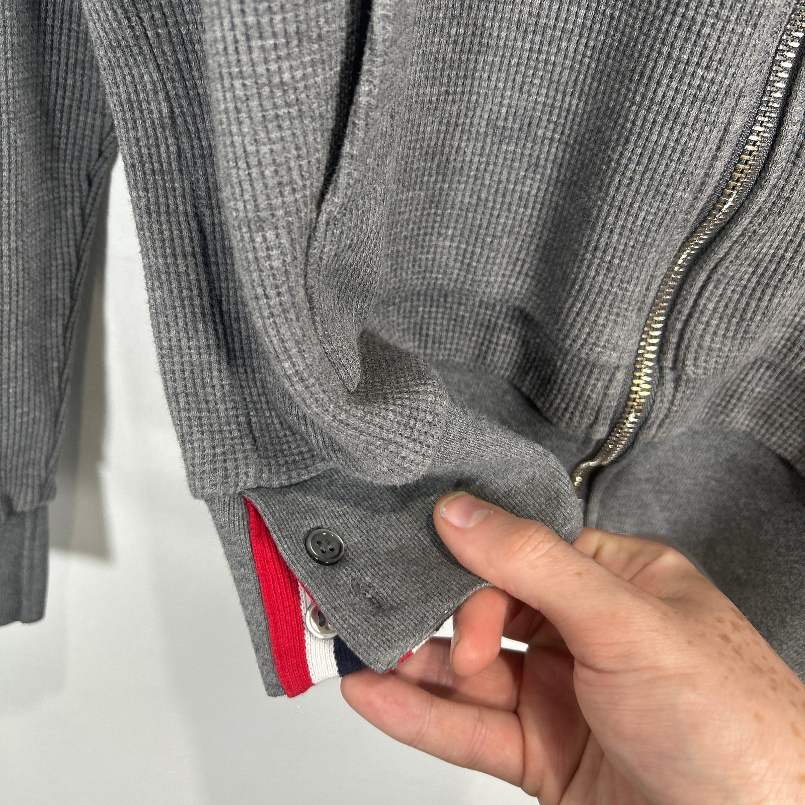 Thom Browne Grey 4 Bar Thermal Hoodie Size 3