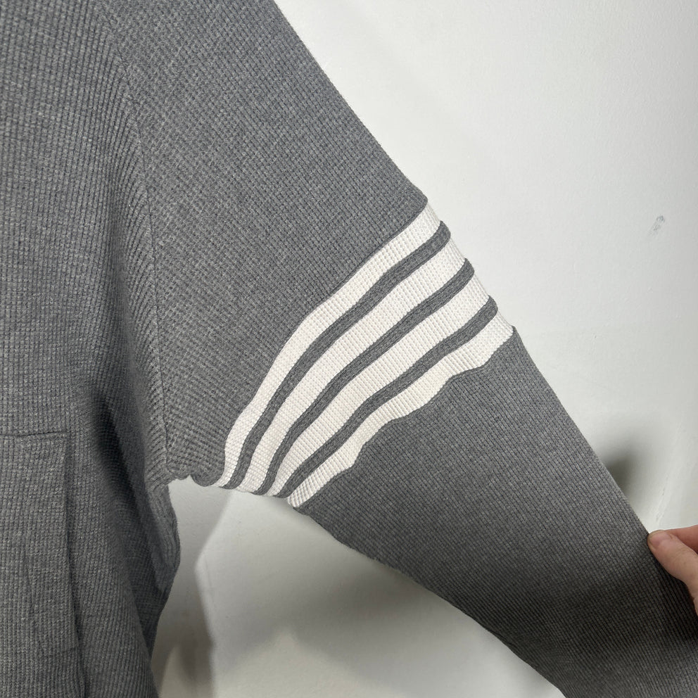 Thom Browne Grey 4 Bar Thermal Hoodie Size 3