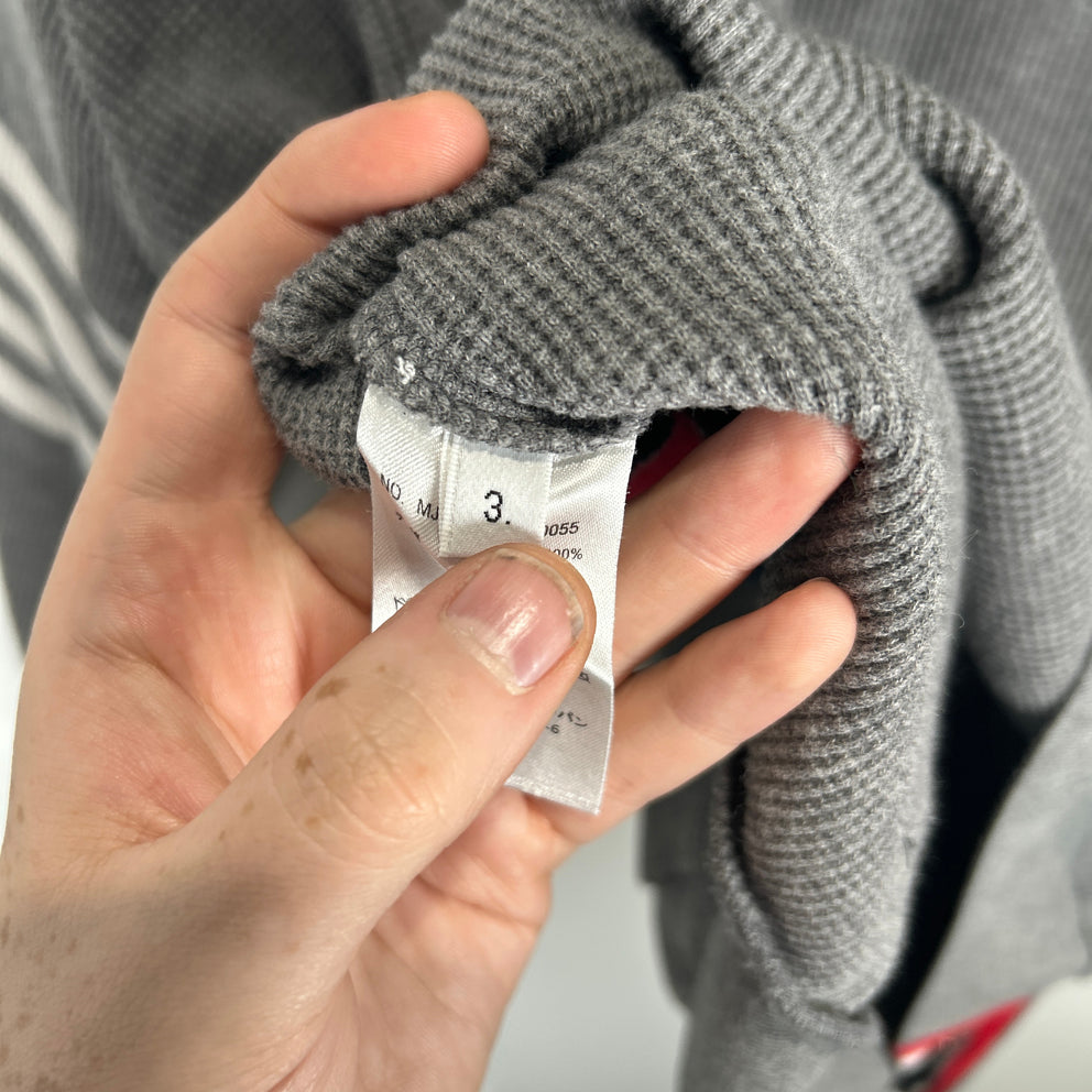 Thom Browne Grey 4 Bar Thermal Hoodie Size 3