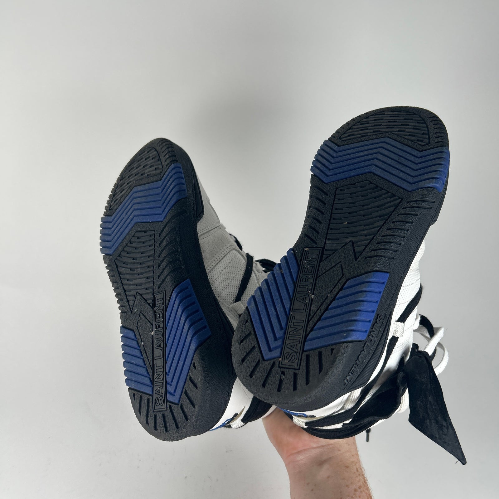 Saint Laurent Cure High 'White Black Blue' High Tops Size 41.5