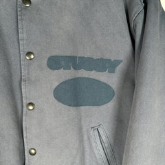 Stussy Ghost Logo Blue Bomber Jacket Size M