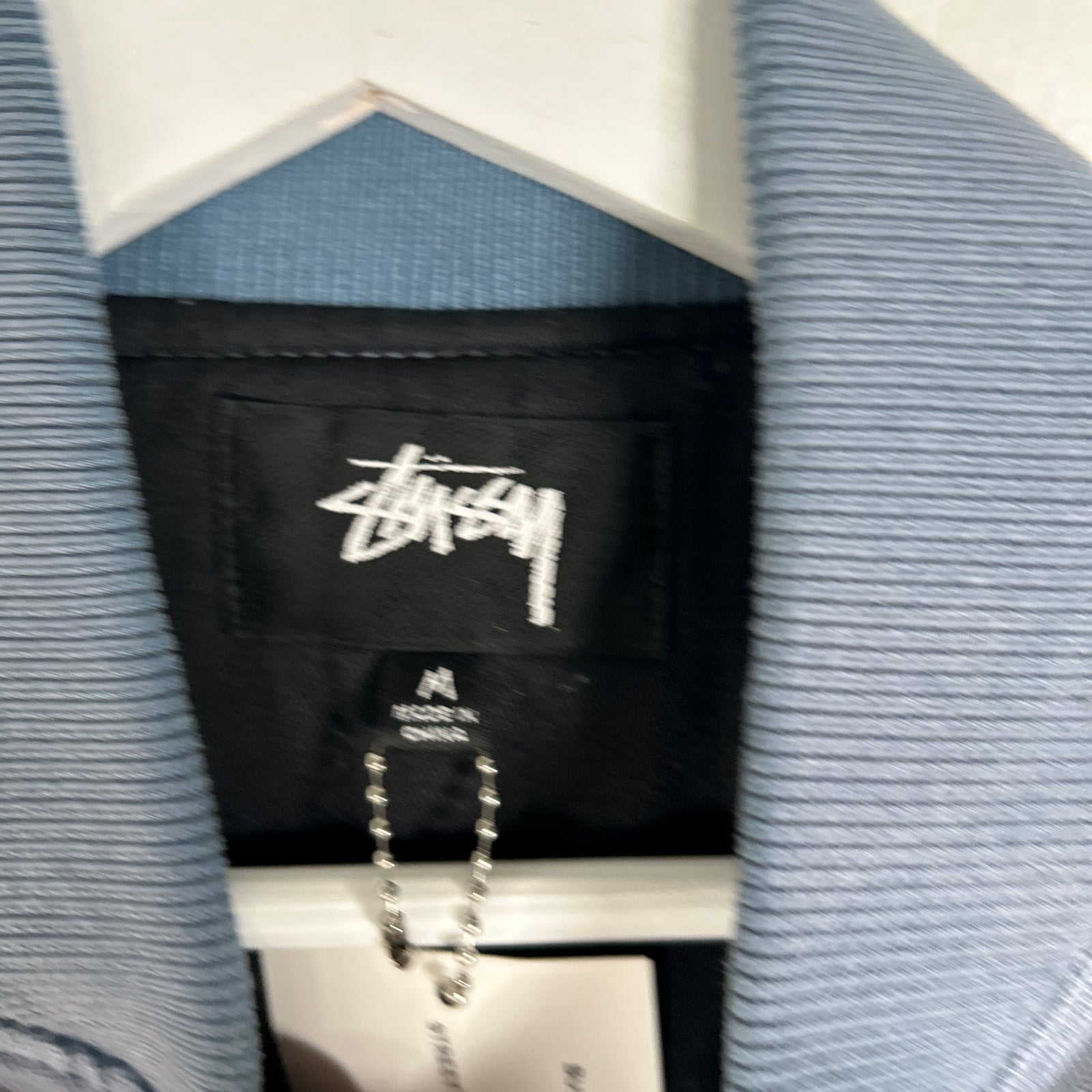 Stussy Ghost Logo Blue Bomber Jacket Size M