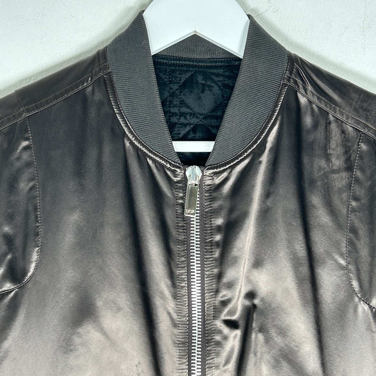 Dior Brown Satin Bomber Jacket Size 46