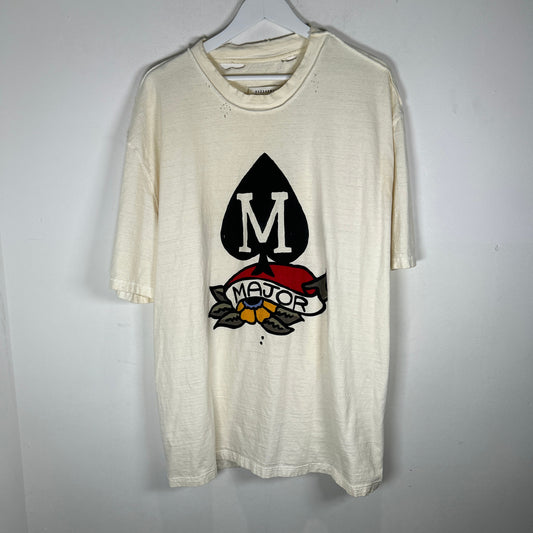 Maison Margiela Major Graphic Distressed White T-Shirt Size XL