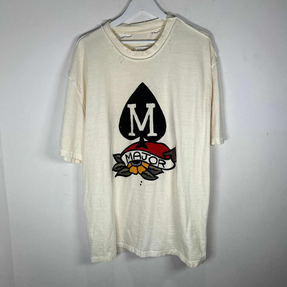 Maison Margiela Major Graphic Distressed White T-Shirt Size XL