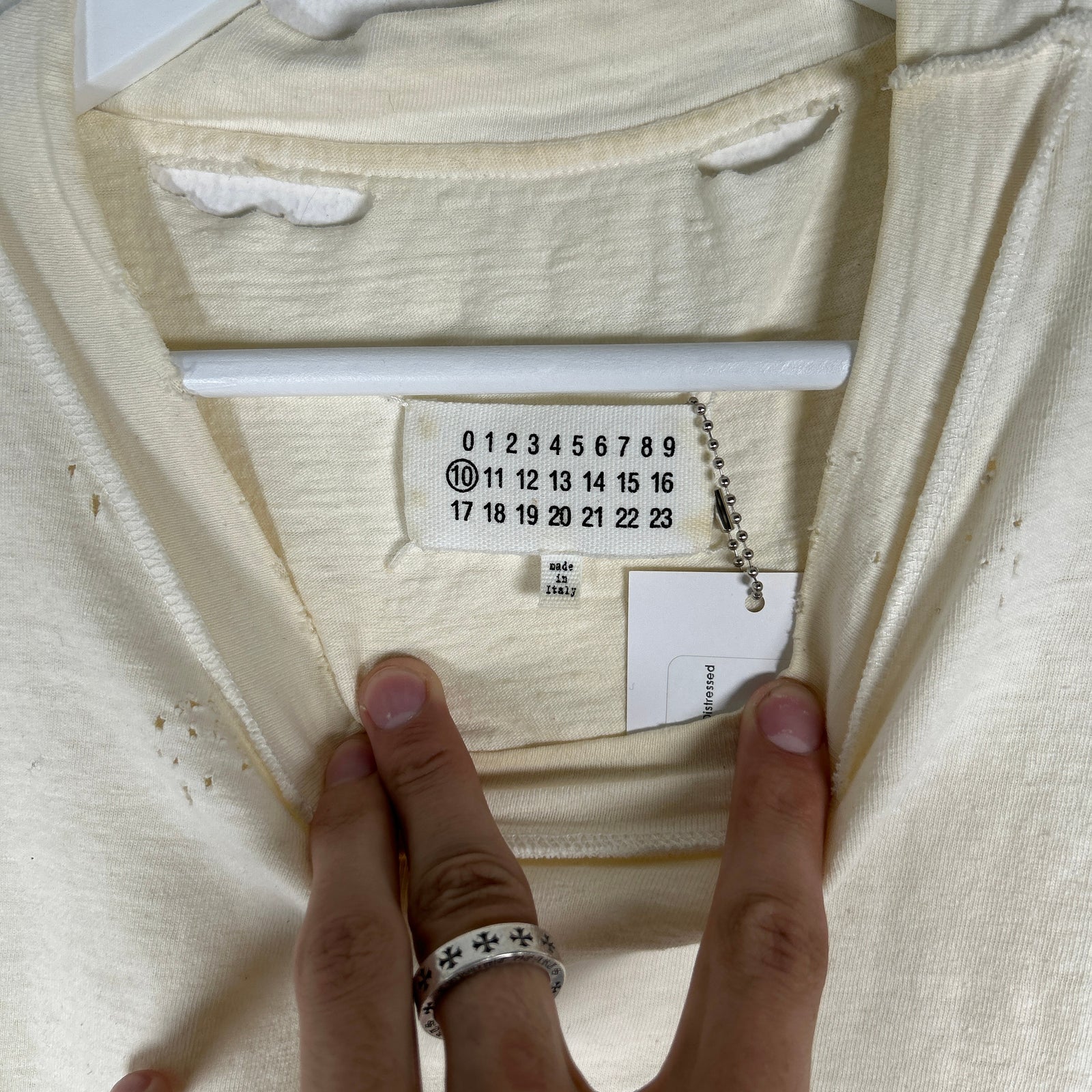 Maison Margiela Major Graphic Distressed White T-Shirt Size XL