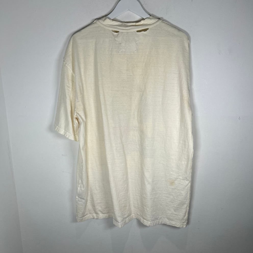 Maison Margiela Major Graphic Distressed White T-Shirt Size XL