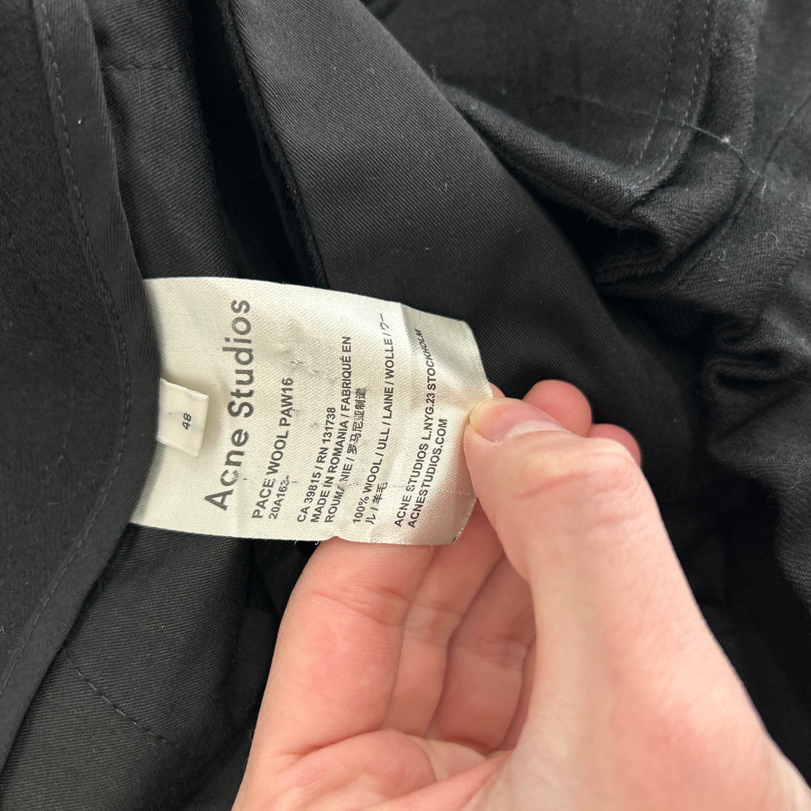 Acne Studios Wool Slack Pants Size 32