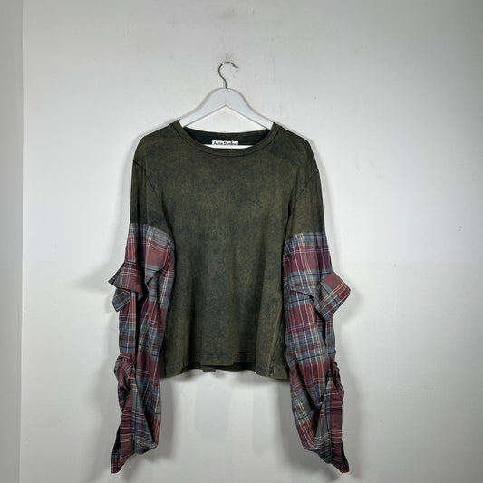 Acne Studios Green Paneled Long-Sleeve T-Shirt Size XL