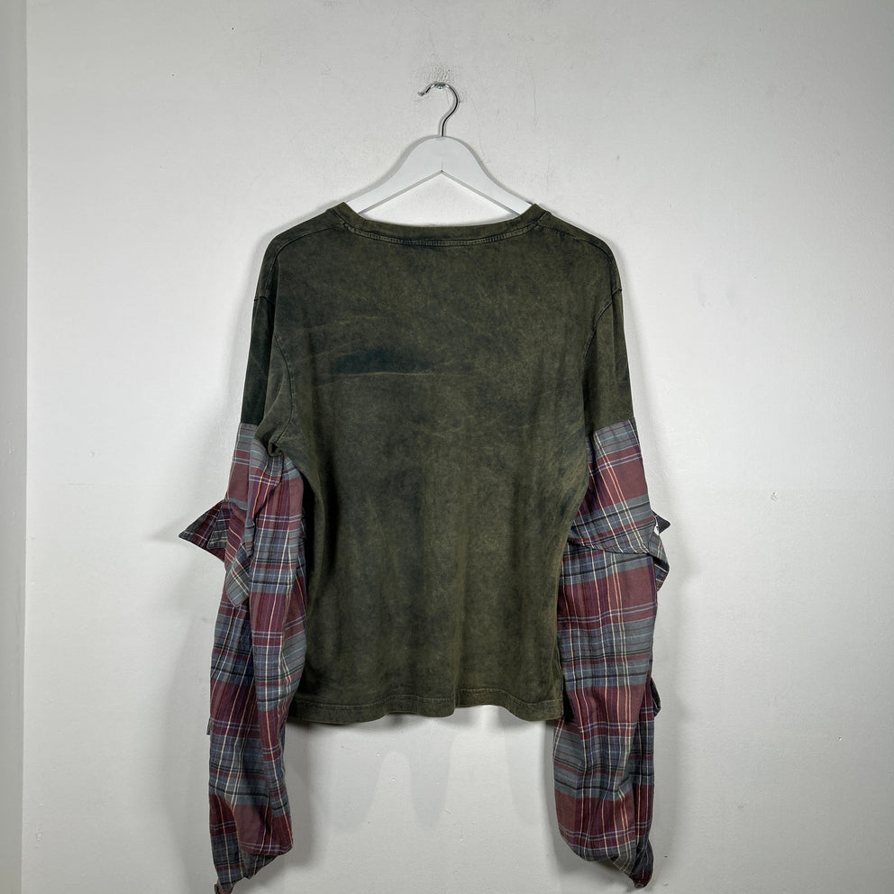 Acne Studios Green Paneled Long-Sleeve T-Shirt Size XL