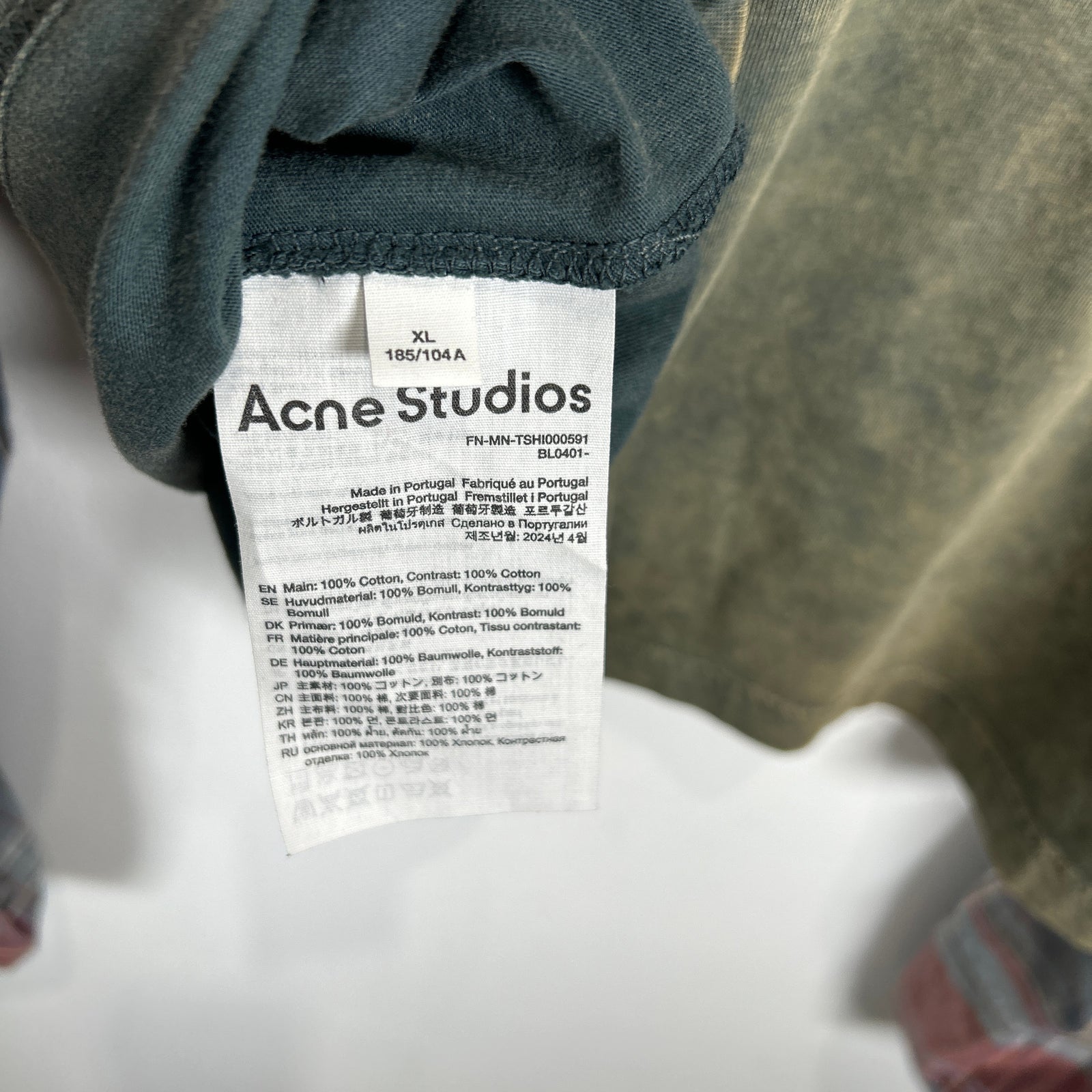 Acne Studios Green Paneled Long-Sleeve T-Shirt Size XL