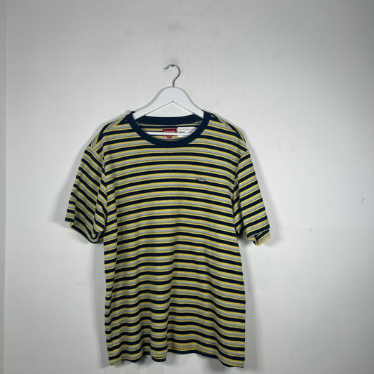Supreme Blue/Yellow Striped Logo Towel T-Shirt Size