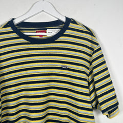 Supreme Blue/Yellow Striped Logo Towel T-Shirt Size