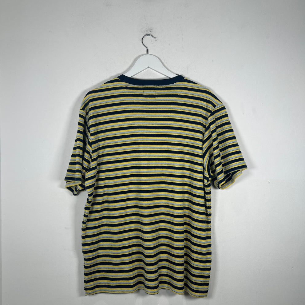 Supreme Blue/Yellow Striped Logo Towel T-Shirt Size