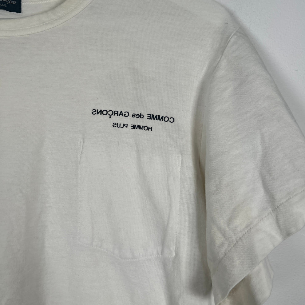 Comme Des Garcon Homme Plus Logo White T-Shirt Size S