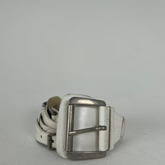 Ann Demeulemeester White Leather Extended Strap Belt Size 32