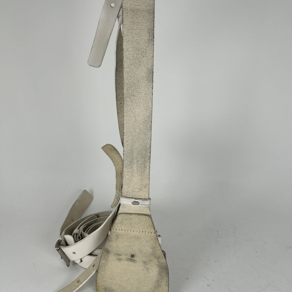 Ann Demeulemeester White Leather Extended Strap Belt Size 32