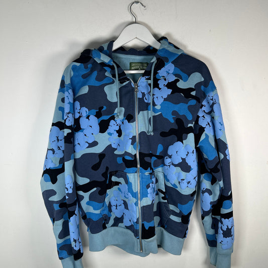 Denim Tears Blue Camo Wreath Zip Up Hoodie Size M
