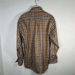 Burberry Beige Check Button-Up Shirt Size L