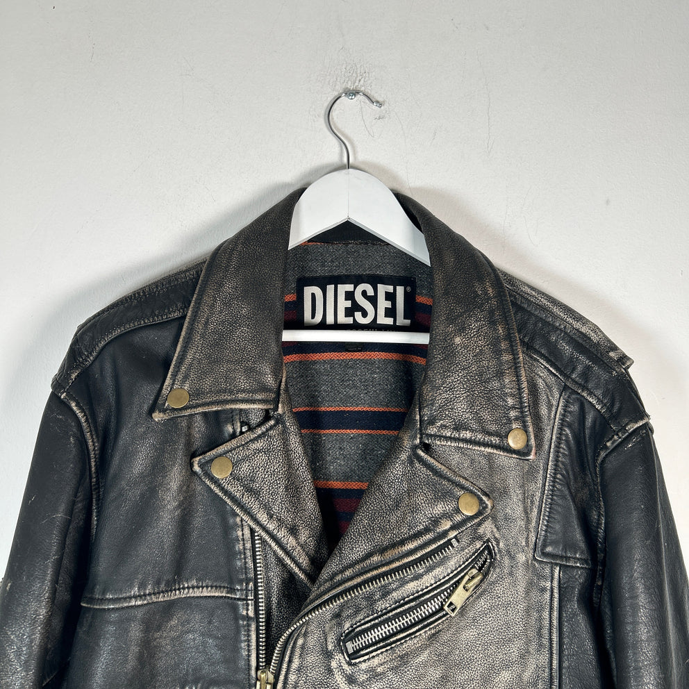 Diesel Blanket Lined Vintage Leather Jacket Size XL