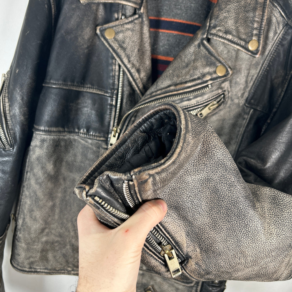 Diesel Blanket Lined Vintage Leather Jacket Size XL