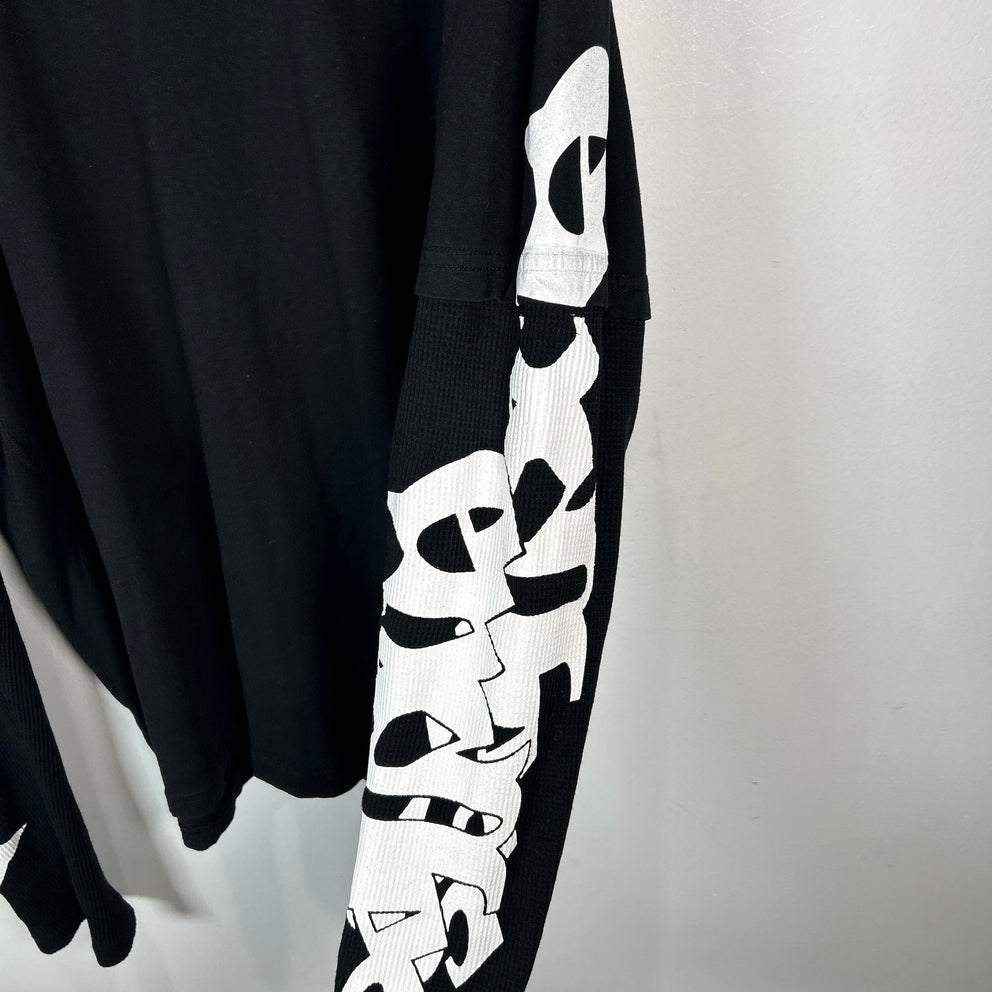 Endless Logo Layered Thermal Black T-Shirt Size L
