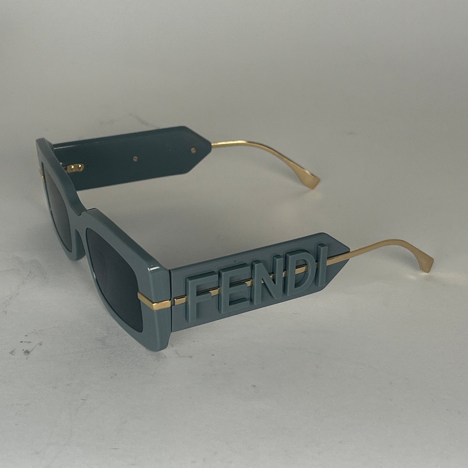 Fendi Gray Squared Logo Sunglasses