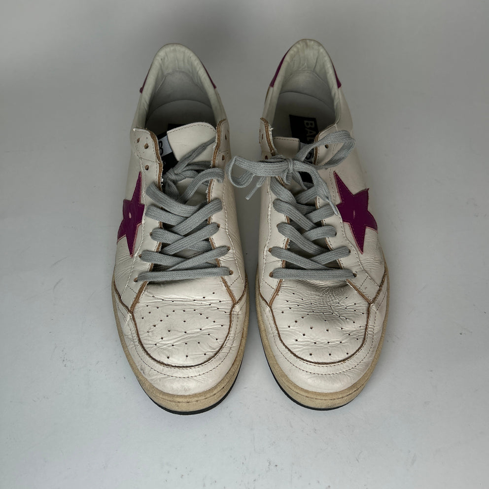 Golden Goose Purple/Cream Ball Star Low-Top Size 10