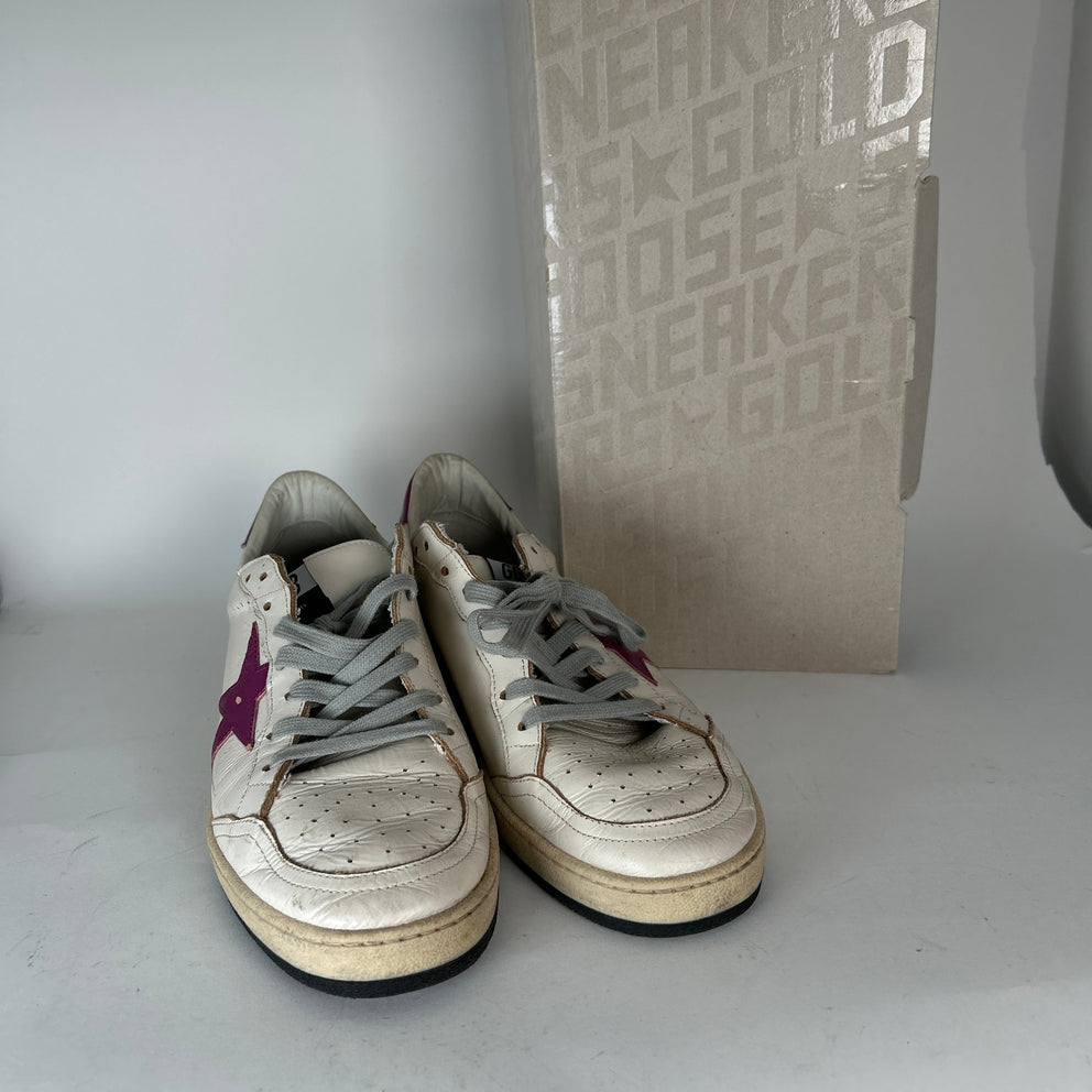 Golden Goose Purple/Cream Ball Star Low-Top Size 10