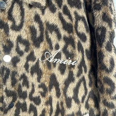 Amiri Cheetah Print Skeleton Varsity Jacket Size XL