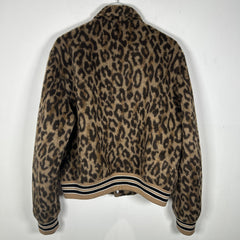 Amiri Cheetah Print Skeleton Varsity Jacket Size XL