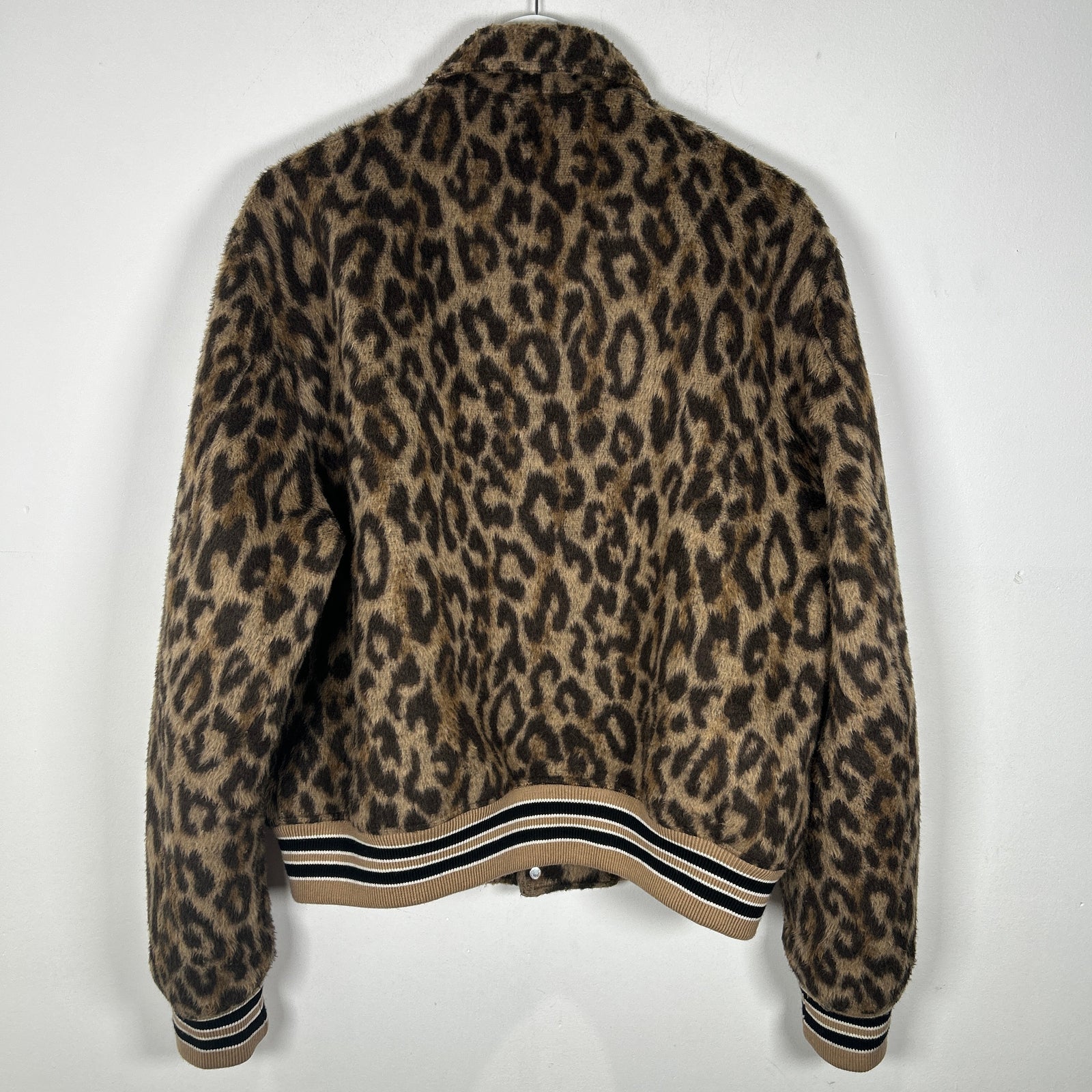 Amiri Cheetah Print Skeleton Varsity Jacket Size XL