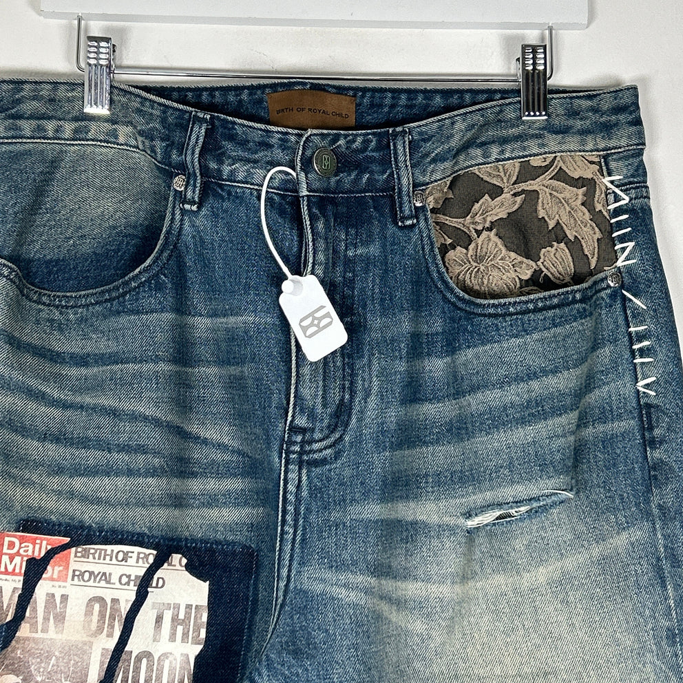 Birth of a Royal Child Patchwork Denim Jeans