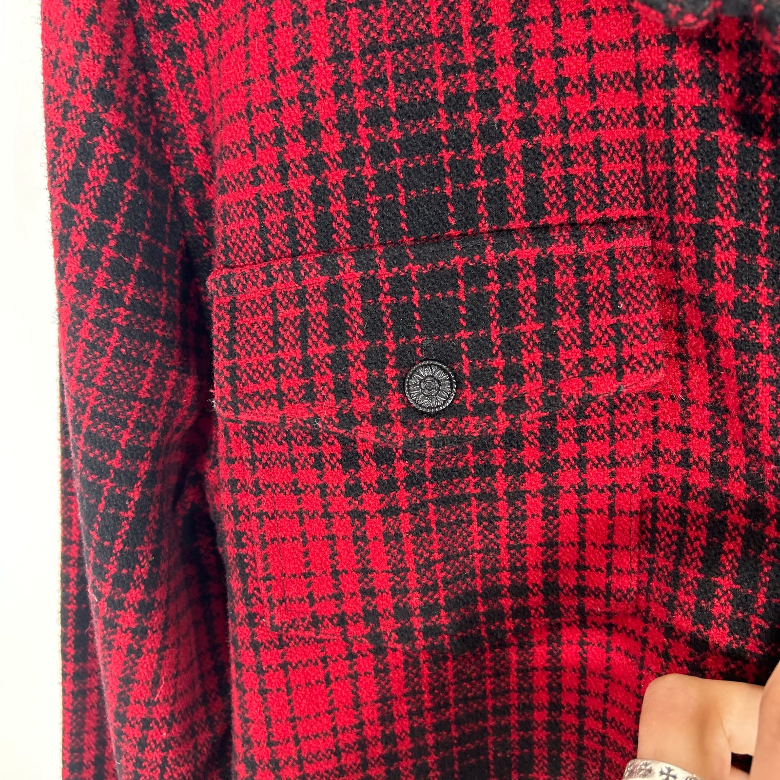 Off-White Red Tartan Check Flannel Size M