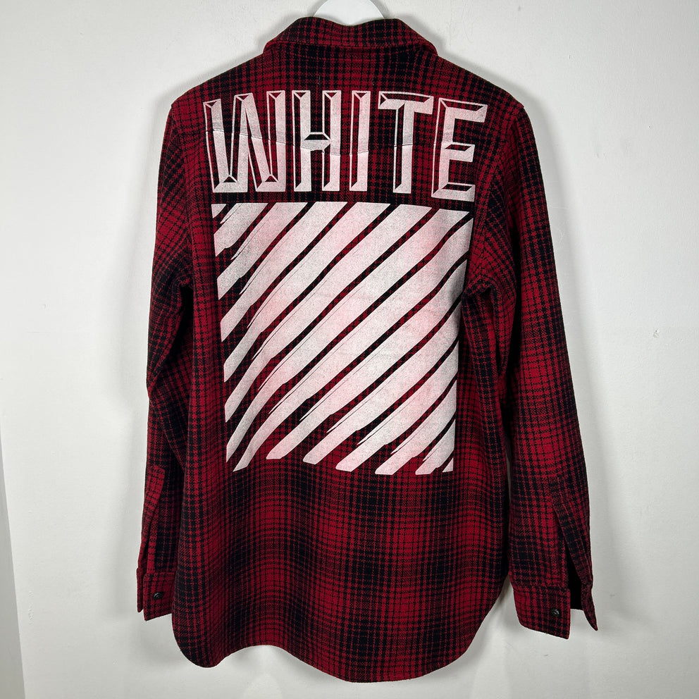 Off-White Red Tartan Check Flannel Size M