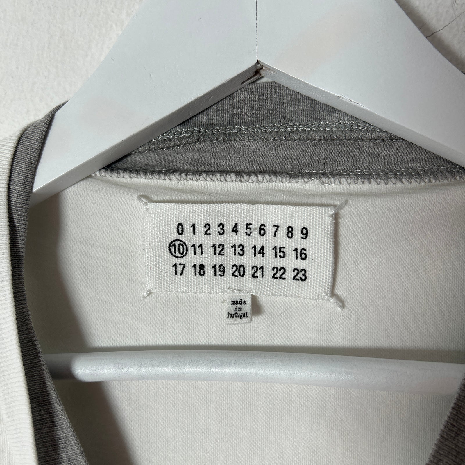 Maison Margiela White/Grey Double Collar T-Shirt Size L