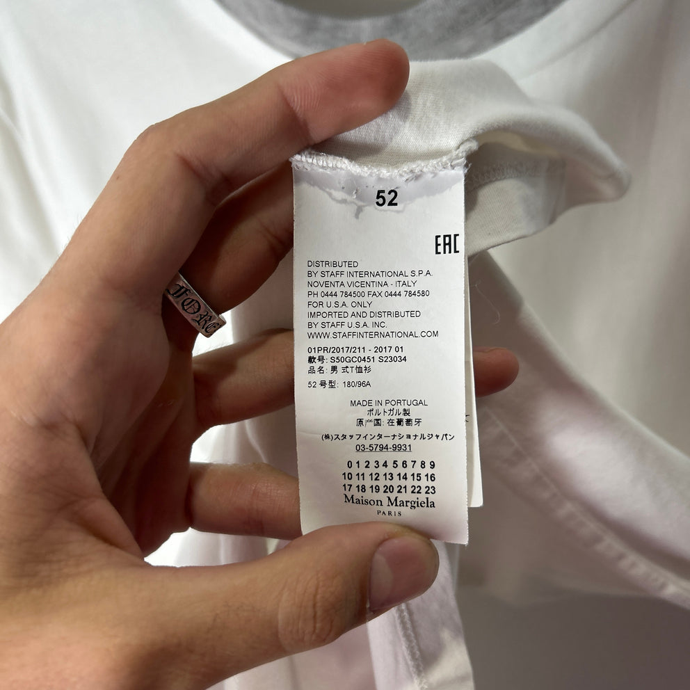 Maison Margiela White/Grey Double Collar T-Shirt Size L