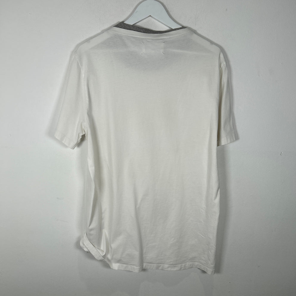 Maison Margiela White/Grey Double Collar T-Shirt Size L